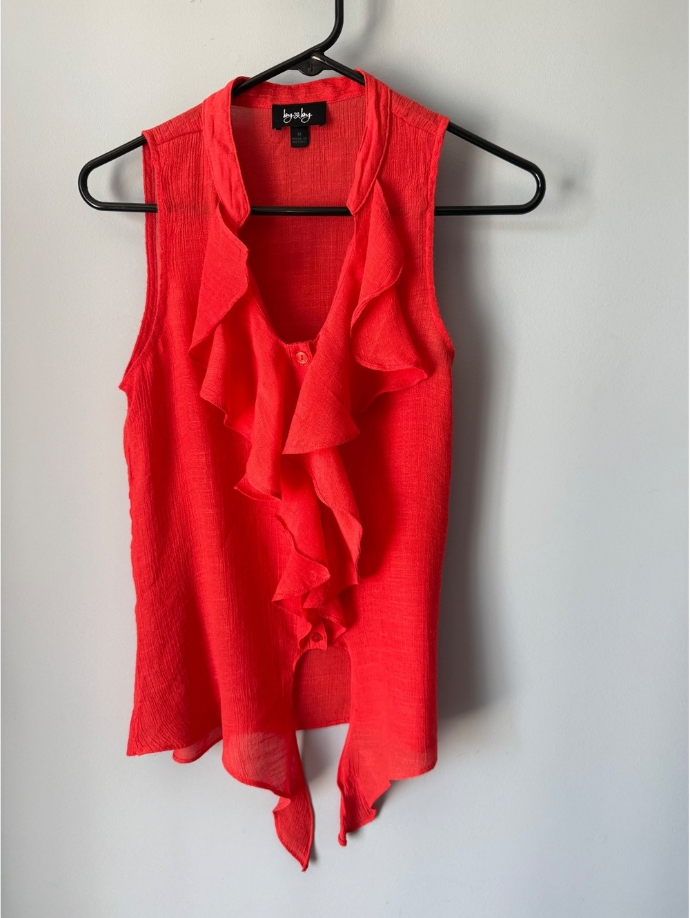 By&BySleeveless Ruffle Front Sheer Blouse Size M